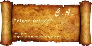 Cziner Anikó névjegykártya
